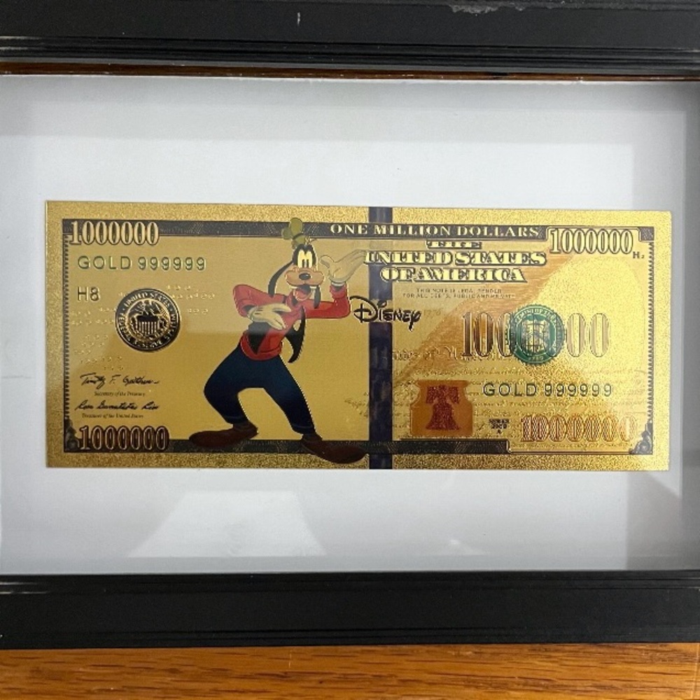 Disney Gold and Black Framed Goofy Novelty Bill